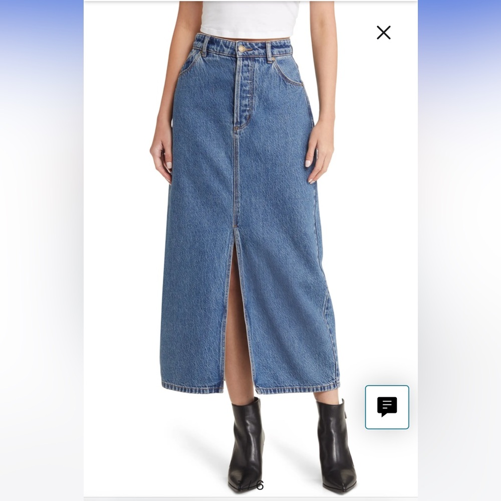 Rolla’s Denim Maxi Skirt with Front Slit size 28.